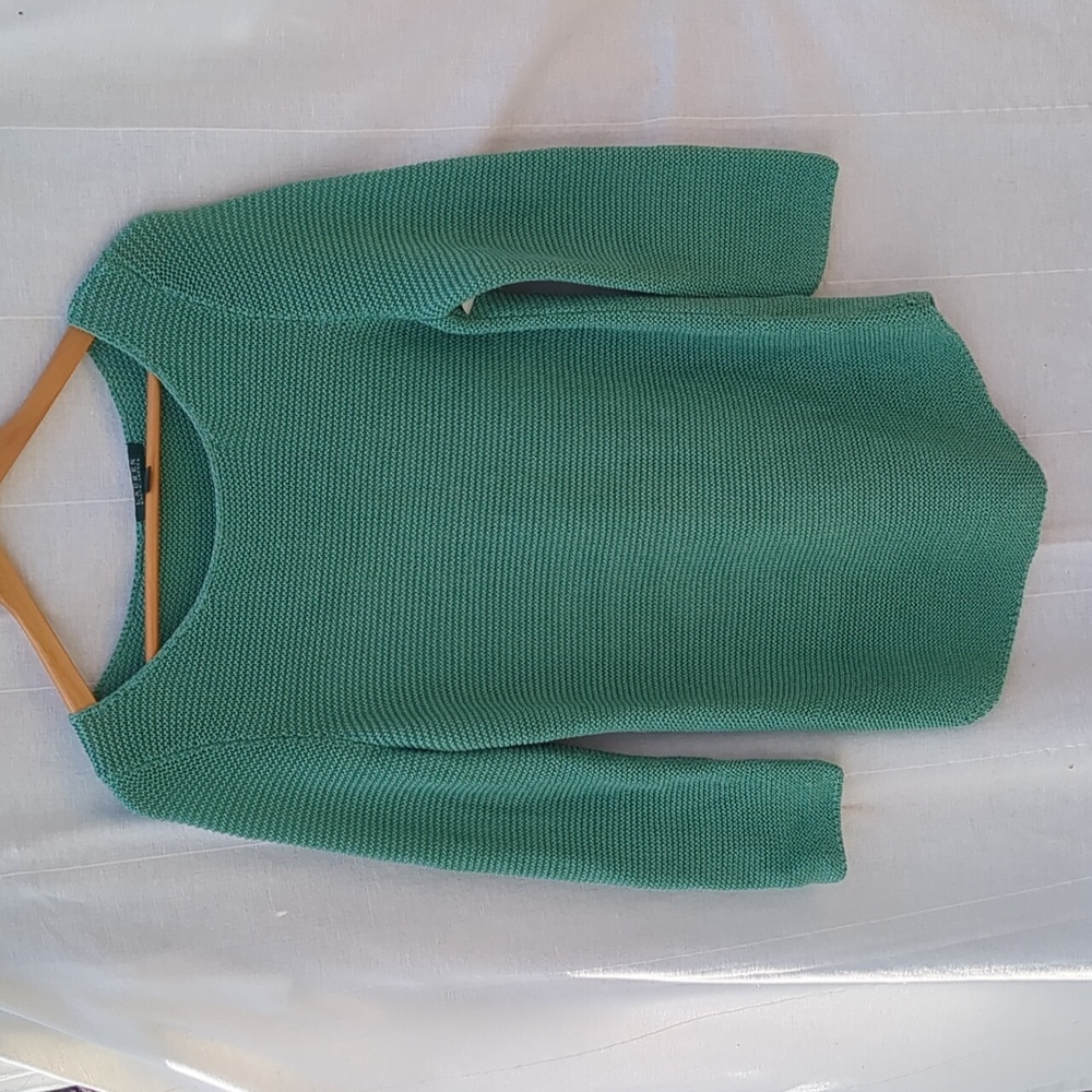 Lauren Ralph Lauren Sweater Tunic Length Green Cotton Blend Large